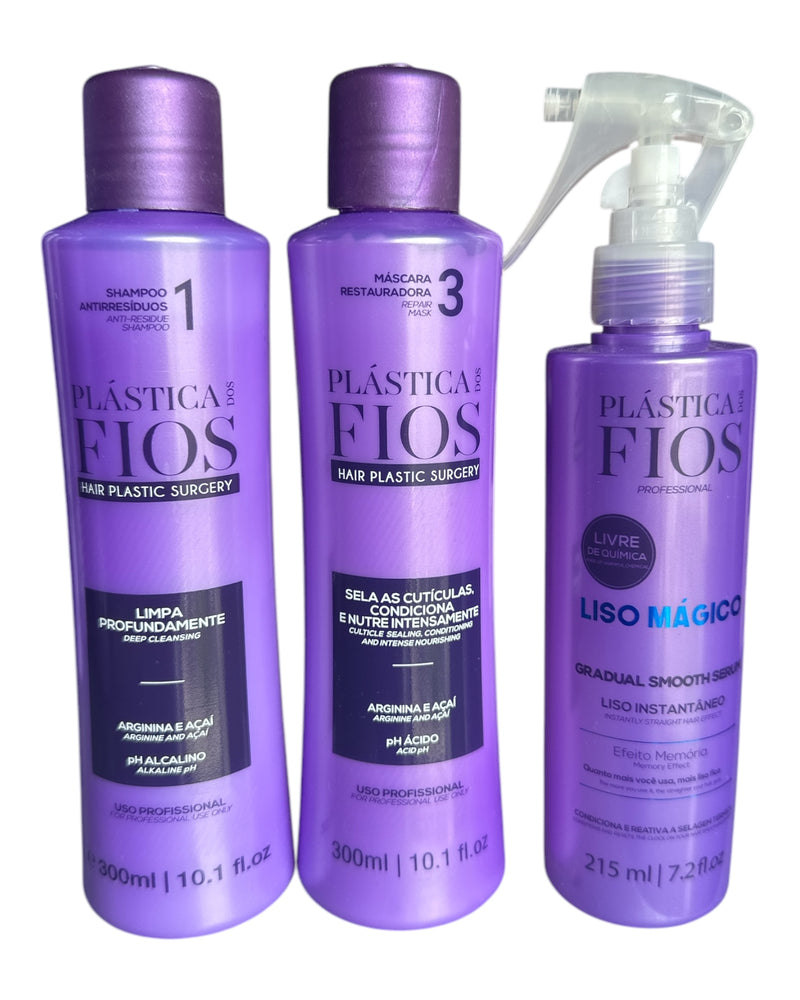 Cadiveu Plastica Dos Fios Sexy Hair Set. Champú, Acondicionador y Fluido Mágico